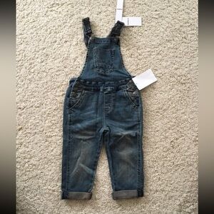 New Hudson overalls denim jeans faux leather straps wad- 3 3T